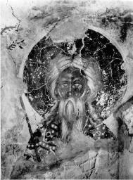 Церковь Успения. XVI в. Интерьер. Фреска - "Голова пророка Аарона".  д.Мелетово, Псковский р-он.
